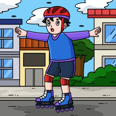 Bu karikatür klibinde, çizimleri dengelemeye çalışan Inline Pkater Boy var.