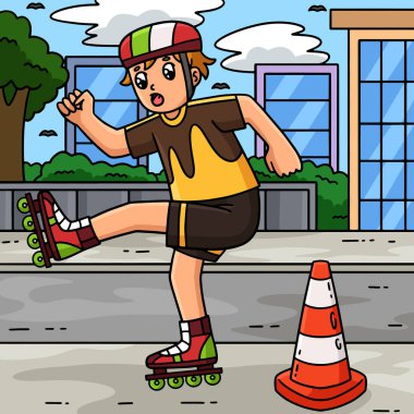 Bu karikatür, bir Trafik Konisi illüstrasyonundan Kaçan Çizgisel Patenci 'yi gösterir