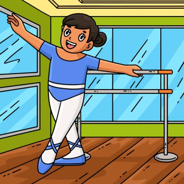 Bu karikatür, Bale Çubuğu illüstrasyonuyla yapılan bir balerin provasını gösteriyor.