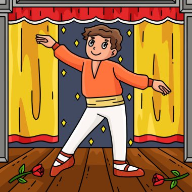 Bu karikatür klibinde bir Bale Danseur 'un Yan Resme Adım attığını gösteriyor.