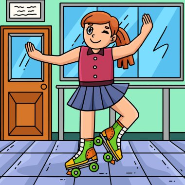 Bu karikatür klip Paten Kız Dans İmajını gösteriyor.