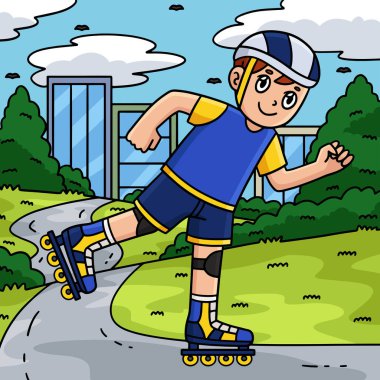 Bu karikatür, Inline Skating Boy illüstrasyonunu gösteriyor.