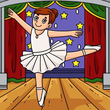 Bu karikatür parçası Arabesk çizimi yapan bir balerini gösteriyor.