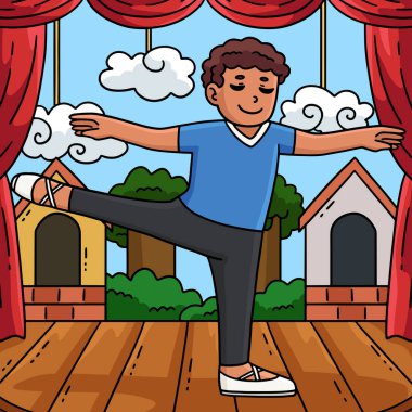 Bu karikatür parçası Arabesk Konumu illüstrasyonunda bir Bale Danseur 'u gösterir