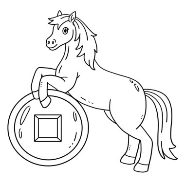 At Yılı 2026 ve Fortune Coin 'in sevimli ve komik renkli sayfası. Çocuklar için saatlerce boyama eğlencesi sağlıyor. Renklendirmek için, bu sayfa çok kolaydır. Küçük çocuklar ve yeni yürümeye başlayanlar için uygun..