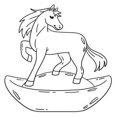 At Yılı 2026 ve Altın Küpe 'nin sevimli ve komik renkli sayfası. Çocuklar için saatlerce boyama eğlencesi sağlıyor. Renklendirmek için, bu sayfa çok kolaydır. Küçük çocuklar ve yeni yürümeye başlayanlar için uygun..