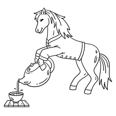 At 2026 Çayı 'nın şirin ve komik renkli bir sayfası. Çocuklar için saatlerce boyama eğlencesi sağlıyor. Renklendirmek için, bu sayfa çok kolaydır. Küçük çocuklar ve yeni yürümeye başlayanlar için uygun..