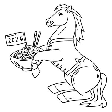 At Yılı 2026 Noodles 'ın şirin ve komik renkli sayfası. Çocuklar için saatlerce boyama eğlencesi sağlıyor. Renklendirmek için, bu sayfa çok kolaydır. Küçük çocuklar ve yeni yürümeye başlayanlar için uygun..