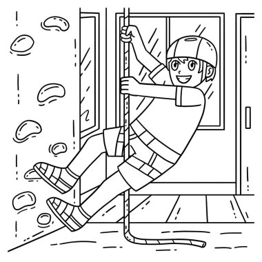 Duvardan İp Atlayan Kayalık Çocuk 'un sevimli ve komik renkli bir sayfası. Çocuklar için saatlerce boyama eğlencesi sağlıyor. Renklendirmek için, bu sayfa çok kolaydır. Küçük çocuklar ve yeni yürümeye başlayanlar için uygun..