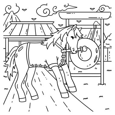 Gong 'la birlikte At Yılı 2026' nın sevimli ve komik renkli sayfası. Çocuklar için saatlerce boyama eğlencesi sağlıyor. Renklendirmek için, bu sayfa çok kolaydır. Küçük çocuklar ve yeni yürümeye başlayanlar için uygun..