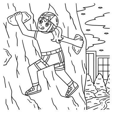 Kayalara tırmanan bir kızın sevimli ve komik renkli sayfası. Çocuklar için saatlerce boyama eğlencesi sağlıyor. Renklendirmek için, bu sayfa çok kolaydır. Küçük çocuklar ve yeni yürümeye başlayanlar için uygun..