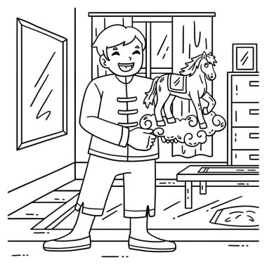 At Heykelli At Çocuğu 'nun şirin ve komik renkli bir sayfası. Çocuklar için saatlerce boyama eğlencesi sağlıyor. Renklendirmek için, bu sayfa çok kolaydır. Küçük çocuklar ve yeni yürümeye başlayanlar için uygun.