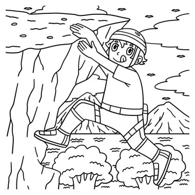 Bouldering Boy 'un Ledge' e uzanan sevimli ve komik renkli sayfası. Çocuklar için saatlerce boyama eğlencesi sağlıyor. Renklendirmek için, bu sayfa çok kolaydır. Küçük çocuklar ve yeni yürümeye başlayanlar için uygun..