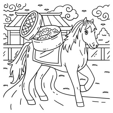 At Yılı 2026 'nın tatlı ve komik renkli bir sayfası. Çocuklar için saatlerce boyama eğlencesi sağlıyor. Renklendirmek için, bu sayfa çok kolaydır. Küçük çocuklar ve yeni yürümeye başlayanlar için uygun..