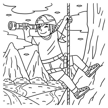 Teleskop kullanan bir Bouldering Girl 'ün sevimli ve komik renkli sayfası. Çocuklar için saatlerce boyama eğlencesi sağlıyor. Renklendirmek için, bu sayfa çok kolaydır. Küçük çocuklar ve yeni yürümeye başlayanlar için uygun..