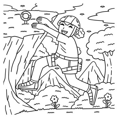 Ledge 'de sarkan kayalık bir kızın sevimli ve komik renkli sayfası. Çocuklar için saatlerce boyama eğlencesi sağlıyor. Renklendirmek için, bu sayfa çok kolaydır. Küçük çocuklar ve yeni yürümeye başlayanlar için uygun..