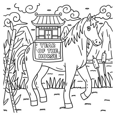 At 2026 yılının sevimli ve komik renkli sayfası ve Çin tapınağı. Çocuklar için saatlerce boyama eğlencesi sağlıyor. Renklendirmek için, bu sayfa çok kolaydır. Küçük çocuklar ve yeni yürümeye başlayanlar için uygun..