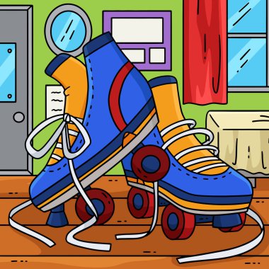 Bu karikatür klipinde bol ayakkabı bağcıklı bir paten gösteriliyor.