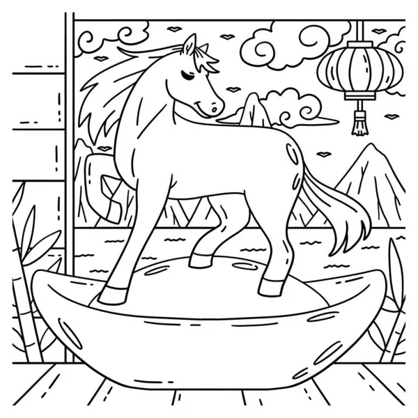 At Yılı 2026 ve Altın Küpe 'nin sevimli ve komik renkli sayfası. Çocuklar için saatlerce boyama eğlencesi sağlıyor. Renklendirmek için, bu sayfa çok kolaydır. Küçük çocuklar ve yeni yürümeye başlayanlar için uygun..