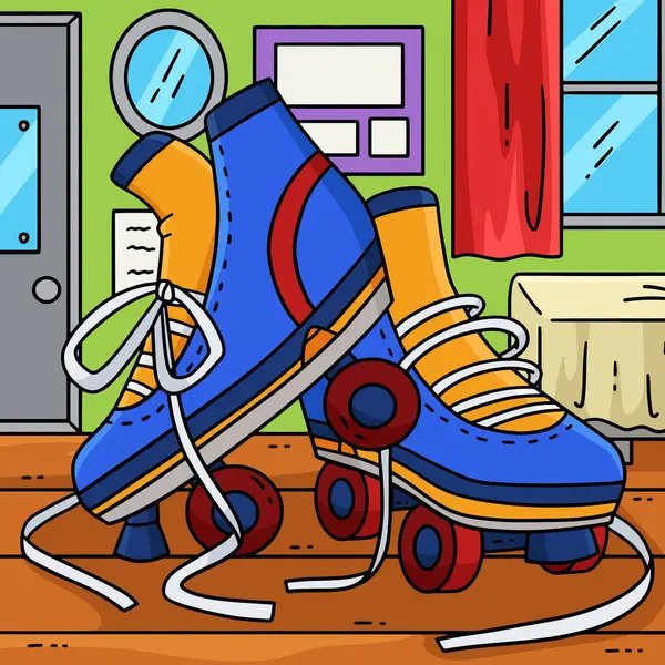 Bu karikatür klipinde bol ayakkabı bağcıklı bir paten gösteriliyor.