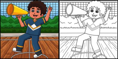 Bu boyama sayfasında amigo kızların amigoluk yaptığı yazıyor. Bu illüstrasyonun bir tarafı renkli ve çocuklar için bir ilham kaynağı.. 