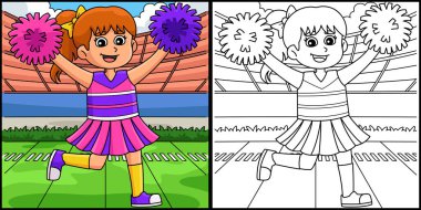 Bu boyama sayfasında amigo kızların amigo kızları var. Bu illüstrasyonun bir tarafı renkli ve çocuklar için bir ilham kaynağı.. 