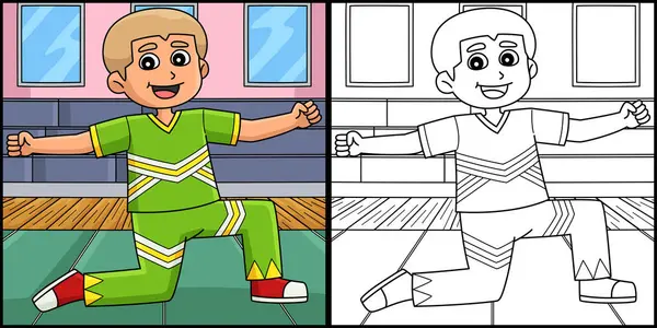 Bu renklendirme sayfasında ponpon kızların önünde diz çöken bir erkek amigo var. Bu illüstrasyonun bir tarafı renkli ve çocuklar için bir ilham kaynağı.. 