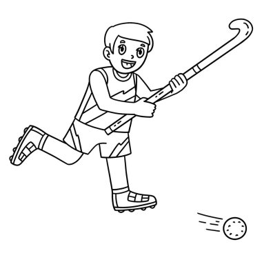 Top peşinde koşan bir hokey oyuncusunun sevimli ve komik renkli sayfası. Çocuklar için saatlerce boyama eğlencesi sağlıyor. Bu sayfayı boyamak çok kolaydır. Küçük çocuklar ve yeni yürümeye başlayanlar için uygun.. 