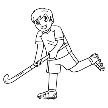 Hokey sopasıyla koşan erkek bir hokey oyuncusunun sevimli ve komik renkli sayfası. Çocuklar için saatlerce boyama eğlencesi sağlıyor. Bu sayfayı boyamak çok kolaydır. Küçük çocuklar ve yeni yürümeye başlayanlar için uygun.. 