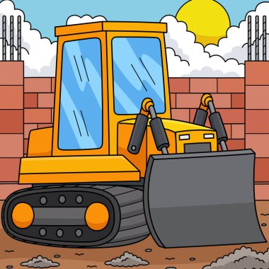 Bu karikatür parçası bir Yapı Buldozer Aracı çizimini gösteriyor.