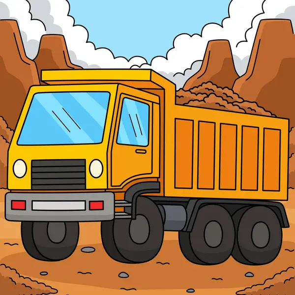 Bu karikatür parçası bir İnşaat Döküm Kamyonu illüstrasyonunu gösterir.