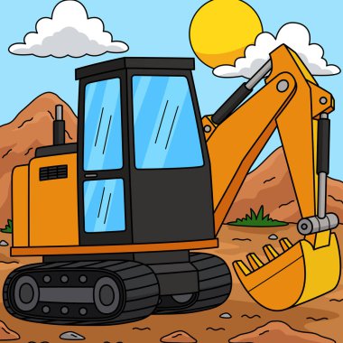 Bu karikatür parçası bir İnşaat Kazıcı Aracı resimlemesini gösterir.