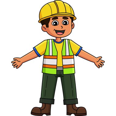 Bu karikatür parçası bir illüstrasyondaki Erkek İnşaat İşçisini gösteriyor