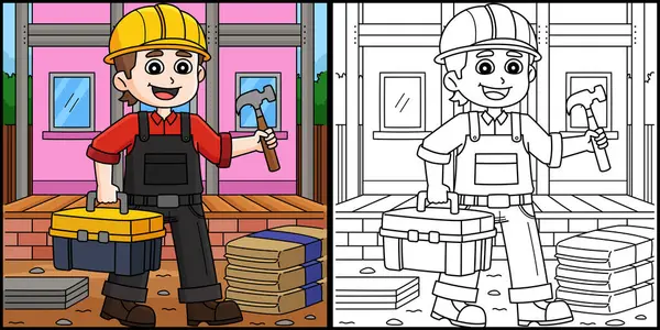 Bu boyama sayfası, Alet kutulu bir İnşaat İşçisi 'ni gösteriyor. Bu illüstrasyonun bir tarafı renkli ve çocuklar için bir ilham kaynağı..