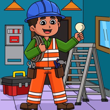 Bu karikatür klibi İnşaat İşçisi Elektrikçi illüstrasyonunu gösteriyor.