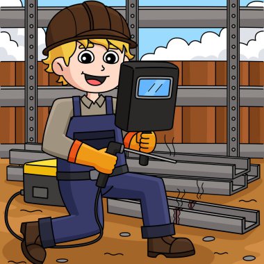 Bu karikatür parçası bir İnşaat İşçisi Kaynak illüstrasyonunu gösterir.