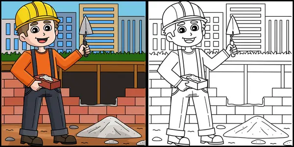 Bu boyama sayfası inşaat işçisi Mason 'ı gösteriyor. Bu illüstrasyonun bir tarafı renkli ve çocuklar için bir ilham kaynağı..