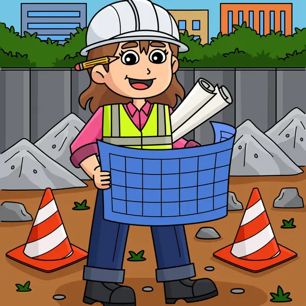 Bu karikatür parçası bir İnşaat İşçisi 'nin Şablon çizimini gösterir.