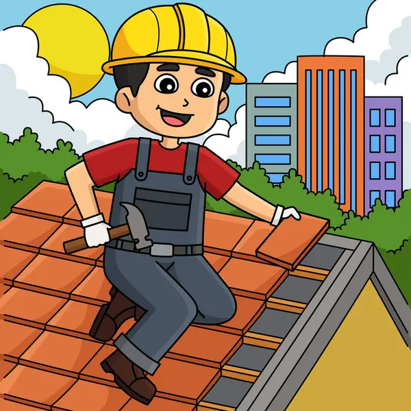 Bu karikatür parçası bir İnşaat Çatı İşçisi çizimini gösterir.