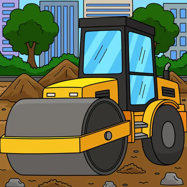 Bu karikatür parçası bir İnşaat Yolu Roller çizimini gösterir.