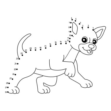 Noktaları birleştiren sevimli ve komik bir Dot Chihuahua Köpek Hayvan Boyama sayfası.