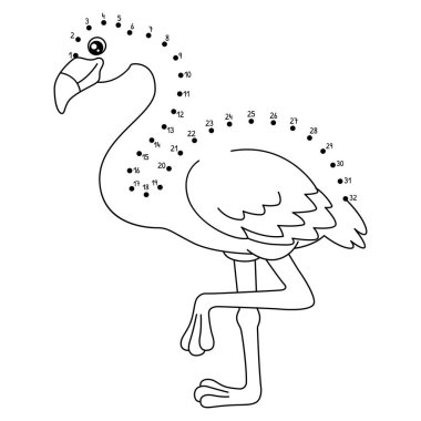 Noktaları birleştiren sevimli ve komik bir Afrika Hayvan Boyama Sayfası.