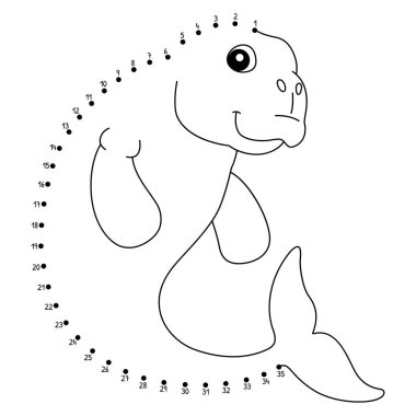 Noktaları birleştiren sevimli ve komik bir Dot Dugong Avustralya Hayvan Boyama Sayfası.