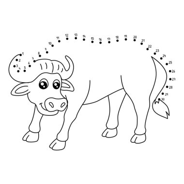 Noktaları birleştiren sevimli ve komik bir Afrika Hayvanları Boyama Sayfası.