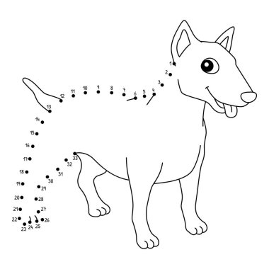 Noktaları birleştiren sevimli ve komik bir Amerikan Boğa Teriyeri Hayvan Boyama Sayfası.