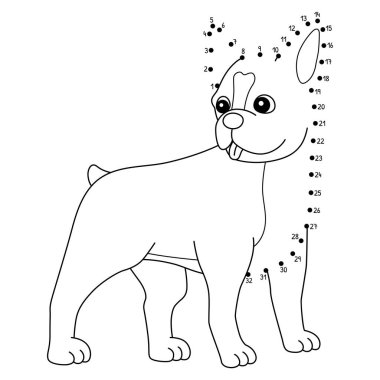 Şirin ve komik bir Boston Dot Teriyer Köpeği Hayvan Boyama Sayfası.