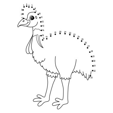 Noktaları birleştiren sevimli ve komik bir Dot Cassowary Avustralya Hayvan Boyama Sayfası.