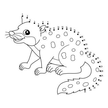 Noktaları birleştiren sevimli ve komik bir Dot Tiger Quoll boyama sayfası.