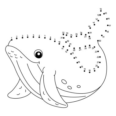 Şirin ve komik noktaları birleştiren kambur balina Avustralya Hayvan Boyama Sayfası.