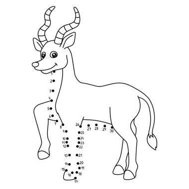 Noktaları birleştiren sevimli ve komik bir Afrika Hayvanları Boyama Sayfası.